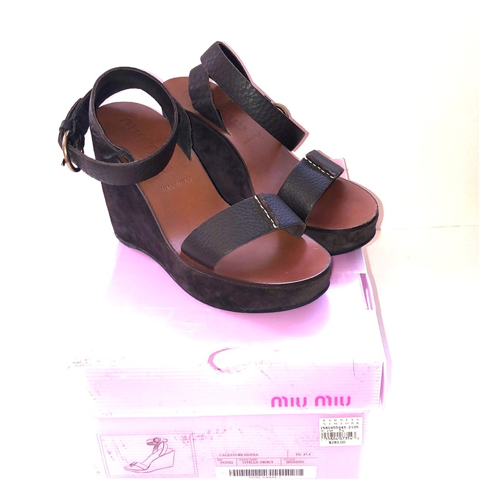 Miu Miu brown suede platform sandal